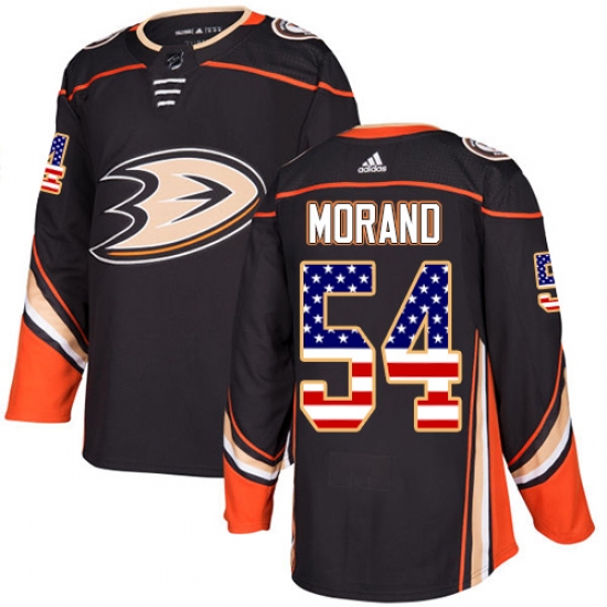 Men's Adidas Anaheim Ducks #54 Antoine Morand Authentic Black USA Flag Fashion NHL Jersey - Ujersey
