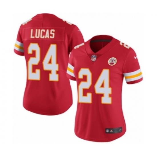 Women's Nike Kansas City Chiefs #24 Jordan Lucas Red Team Color Vapor Untouchable Limited Player NFL Jersey - Ujersey