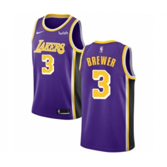 Men's Los Angeles Lakers #3 Corey Brewer Authentic Purple Basketball Jerseys - Icon Edition - Ujersey