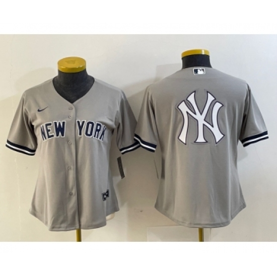 Women's Nike New York Yankees Blank Gray Stitched MLB Cool Base Jersey1 - Ujersey