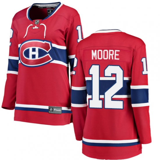 Women's Montreal Canadiens #12 Dickie Moore Authentic Red Home Fanatics Branded Breakaway NHL Jersey - Ujersey