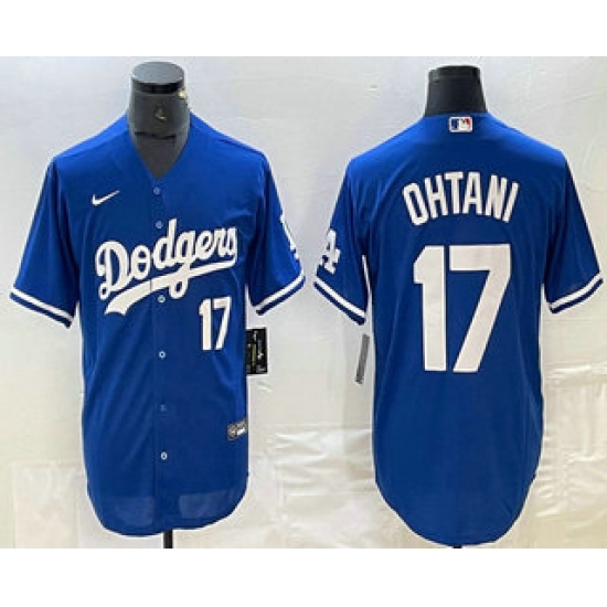 Men's Los Angeles Dodgers #17 Shohei Ohtani Number Blue Stitched Cool Base Nike Jersey - Ujersey