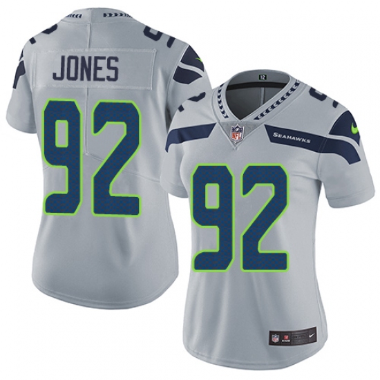 Women's Nike Seattle Seahawks #92 Nazair Jones Grey Alternate Vapor Untouchable Elite Player NFL Jersey - Ujersey