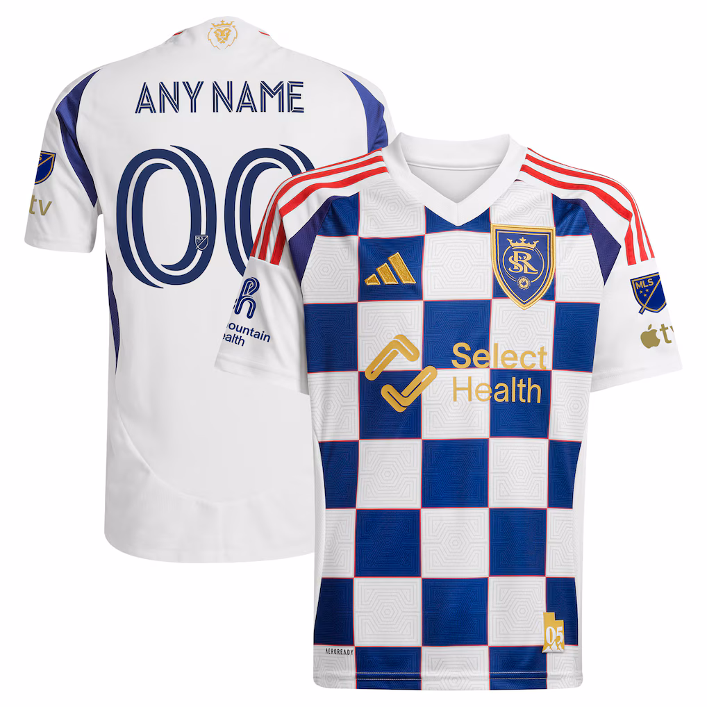 Men's Real Salt Lake adidas White 2025 On-Field Authentic Grid City Custom Jersey - ujerseystore