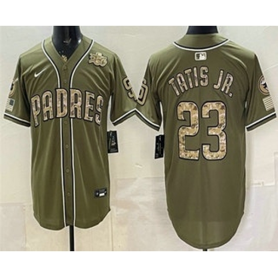 Men's San Diego Padres #23 Fernando Tatis Jr Olive 2026 Armed Forces Day Jersey