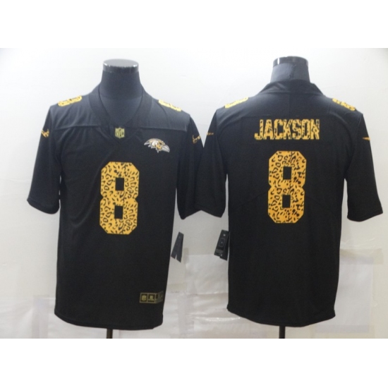 Men's Baltimore Ravens #8 Lamar Jackson Black Nike Leopard Print Limited Jersey - Ujersey