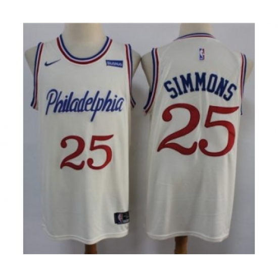 Men's 76ers #25 Ben Simmons Cream New City Edition Swingman Basketball Jersey