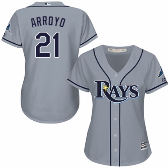 Women's Majestic Tampa Bay Rays #21 Christian Arroyo Authentic Grey Road Cool Base MLB Jersey - Ujersey