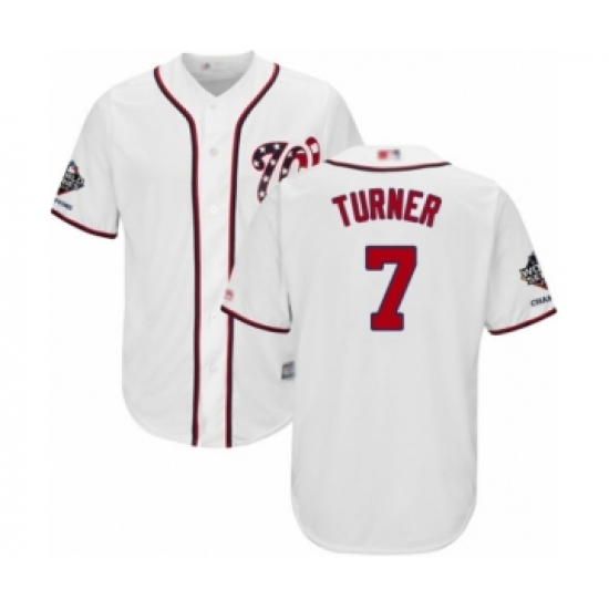 Youth Washington Nationals #7 Trea Turner Authentic White Home Cool Base 2019 World Series Champions Baseball Jersey - Ujersey