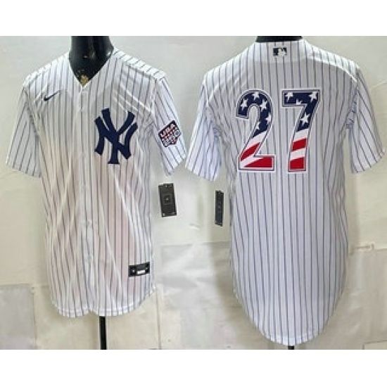 Men's New York Yankees #27 Giancarlo Stanton White 2026 USA 250 Fourth of July Home Stadium Stitched Jersey - Ujersey
