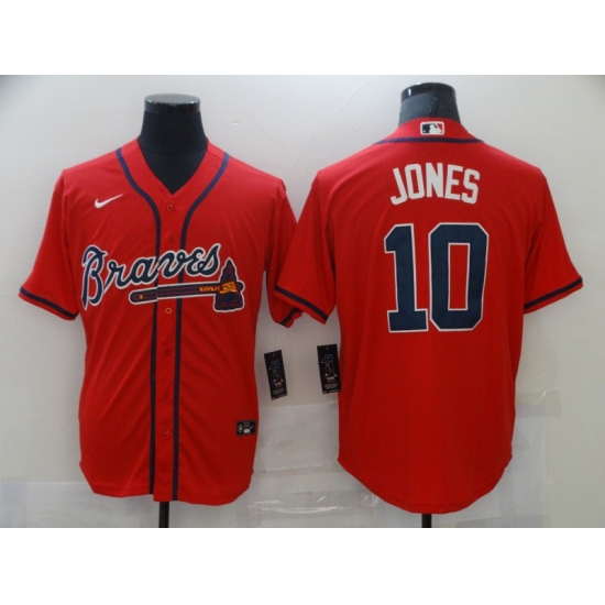 Men's Nike Chipper Jones #10 Atlanta Braves Red Replica Alternate Jersey - Ujersey