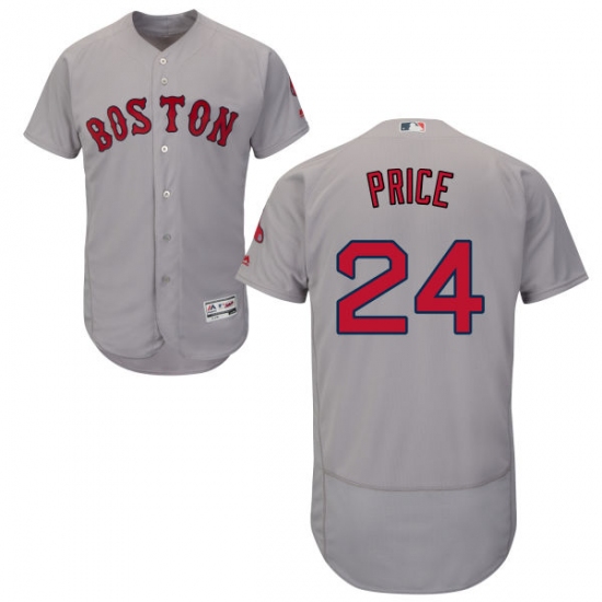Men's Majestic Boston Red Sox #24 David Price Grey Road Flex Base Authentic Collection MLB Jersey - Ujersey