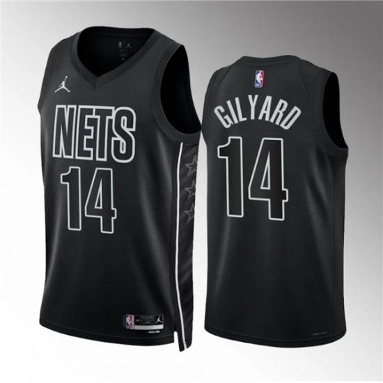 Men's Brooklyn Nets #14 Jacob Gilyard Black Draft Statement Edition Stitched Basketball Jersey - Ujersey