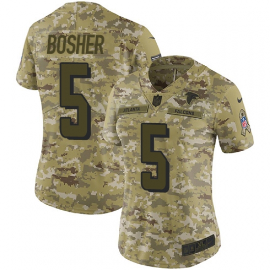 Women's Nike Atlanta Falcons #5 Matt Bosher Limited Camo 2018 Salute to Service NFL Jersey - Ujersey