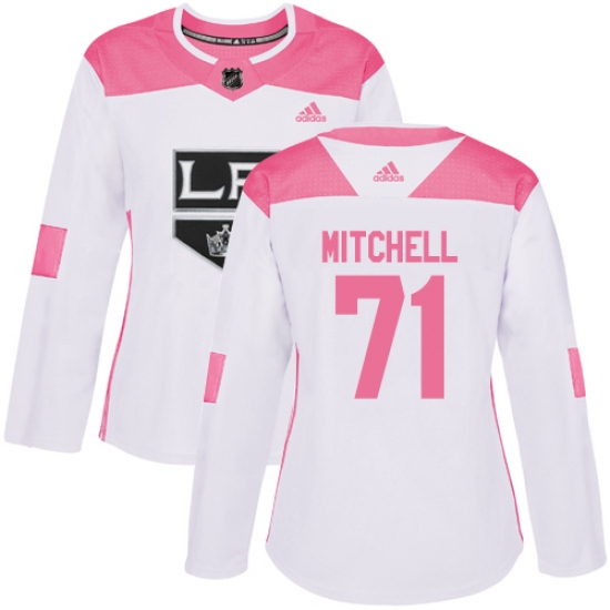 Women's Adidas Los Angeles Kings #71 Torrey Mitchell Authentic White Pink Fashion NHL Jersey - Ujersey