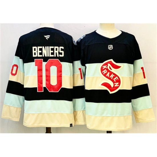 Men's Seattle Kraken #10 Matty Beniers Deep Sea Blue Winter Classic Stitched Hockey Jersey - Ujersey