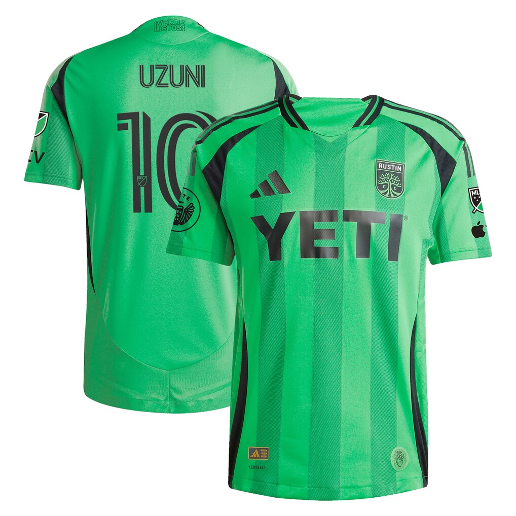 Men's Austin FC Myrto Uzuni adidas Green 2025 The Heartbeat On-Field Authentic Jersey - Ujersey