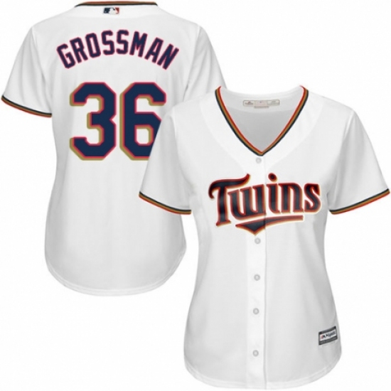 Women's Majestic Minnesota Twins #36 Robbie Grossman Authentic White Home Cool Base MLB Jersey - Ujersey