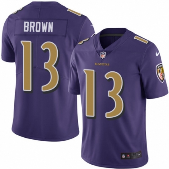 Youth Nike Baltimore Ravens #13 John Brown Limited Purple Rush Vapor Untouchable NFL Jersey - Ujersey