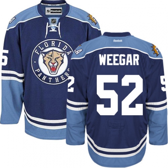 Men's Reebok Florida Panthers #52 MacKenzie Weegar Premier Navy Blue Third NHL Jersey - Ujersey