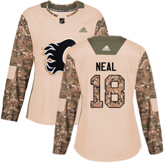 Women's Adidas Calgary Flames #18 James Neal Camo Authentic 2017 Veterans Day Stitched NHL Jersey - Ujersey