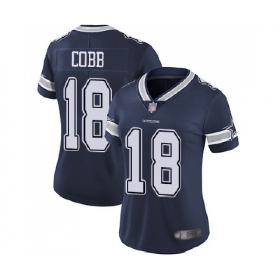 Women's Dallas Cowboys #18 Randall Cobb Navy Blue Team Color Vapor Untouchable Limited Player Football Jersey - Ujersey