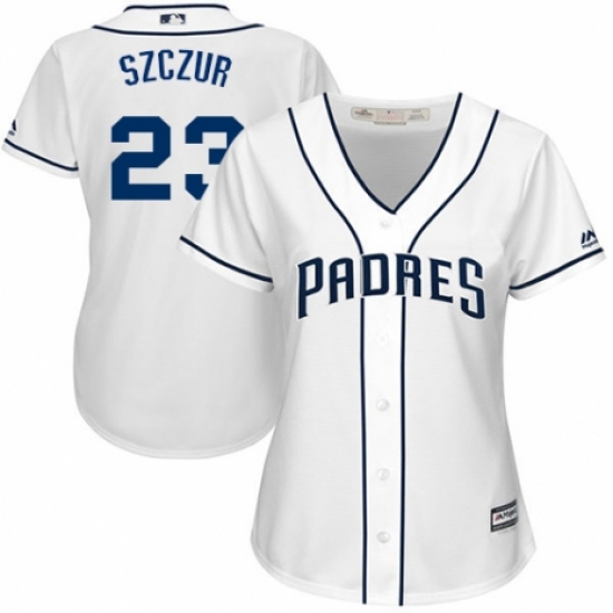 Women's Majestic San Diego Padres #23 Matt Szczur Authentic White Home Cool Base MLB Jersey - Ujersey