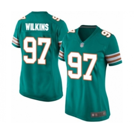 Women's Miami Dolphins #97 Christian Wilkins Game Aqua Green Alternate Football Jersey - Ujersey