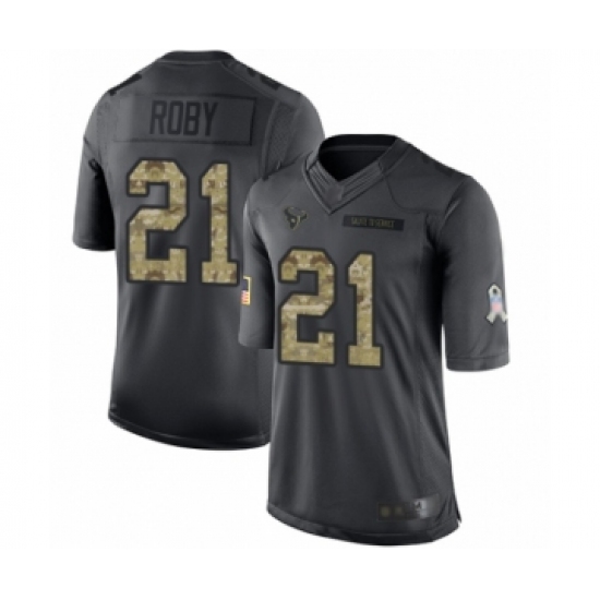 Youth Houston Texans #21 Bradley Roby Limited Black 2016 Salute to Service Football Jersey - Ujersey