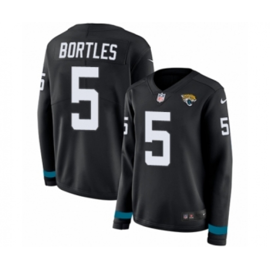 Women's Nike Jacksonville Jaguars #5 Blake Bortles Limited Black Therma Long Sleeve NFL Jersey - Ujersey