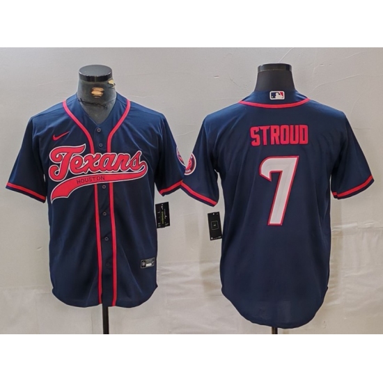 Men's Houston Texans #7 C.J. Stroud Navy Cool Base Stitched Baseball Jersey - Ujersey