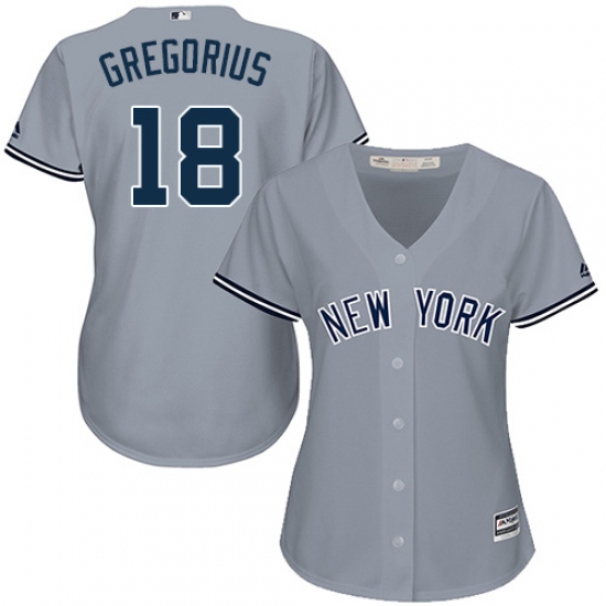 Women's Majestic New York Yankees #18 Didi Gregorius Authentic Grey Road MLB Jersey - Ujersey