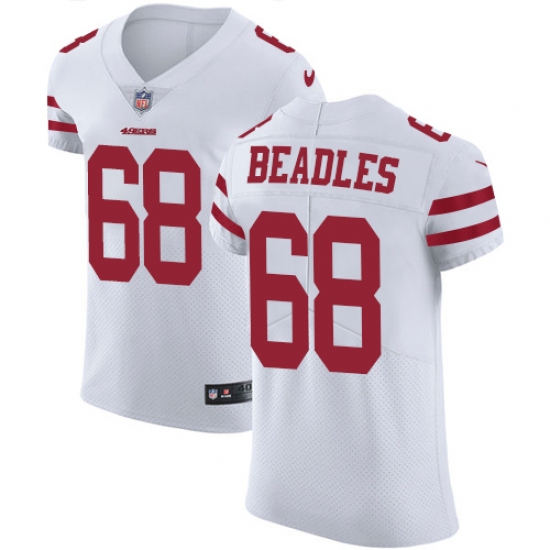 Men's Nike San Francisco 49ers #68 Zane Beadles White Vapor Untouchable Elite Player NFL Jersey - Ujersey