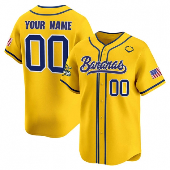 Men's Savannah Bananas Active Player Custom Yellow Vapor Limited Stitched Baseball Jersey - Ujersey