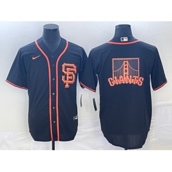 Men's San Francisco Giants Black Team Big Logo Cool Base Stitched Baseball Jersey - Ujersey