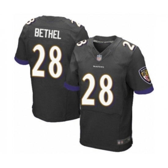 Men's Baltimore Ravens #28 Justin Bethel Elite Black Alternate Football Jersey - Ujersey