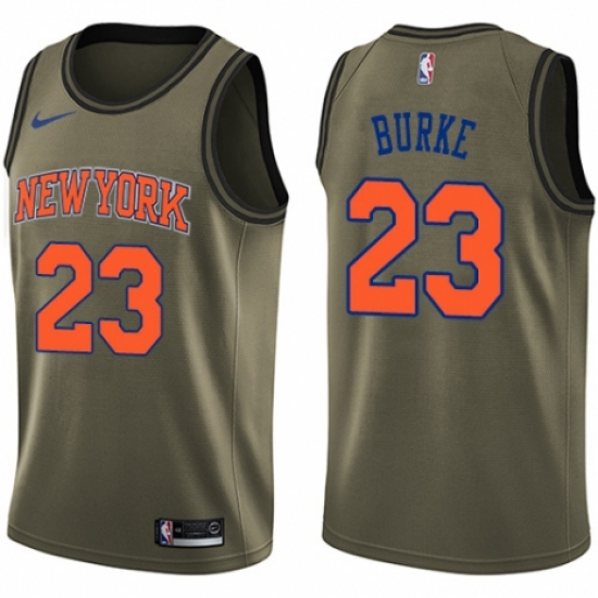 Youth Nike New York Knicks #23 Trey Burke Swingman Green Salute to Service NBA Jersey - Ujersey
