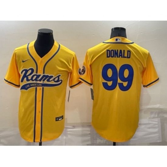 Men's Los Angeles Rams #99 Aaron Donald Yellow Stitched Cool Base Nike Baseball Jersey - Ujersey