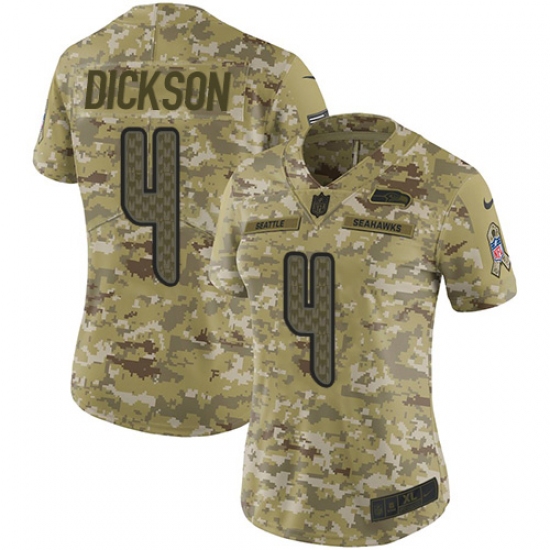 Women's Nike Seattle Seahawks #4 Michael Dickson Limited Camo 2018 Salute to Service NFL Jersey - Ujersey