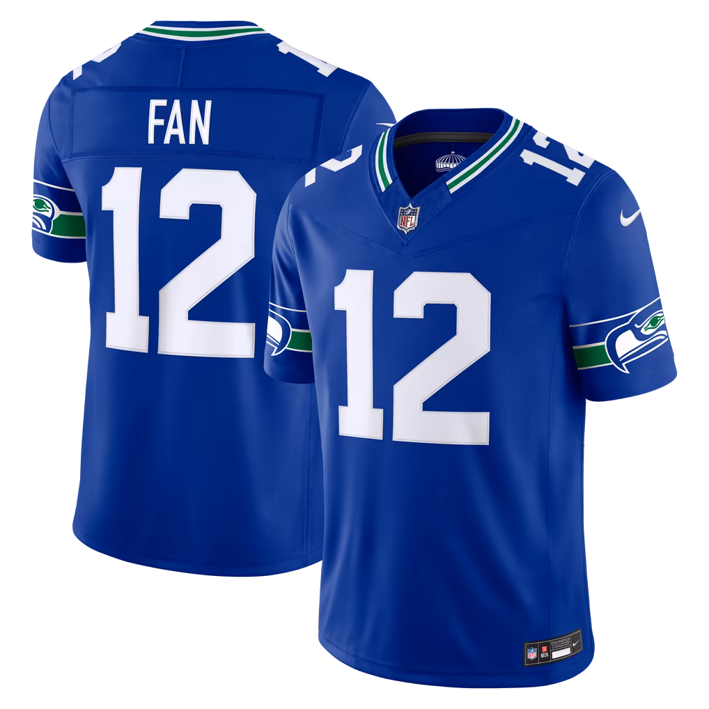 Men's Seattle Seahawks 12s Nike Royal Alternate Vapor F.U.S.E. Stitched Limited Jersey