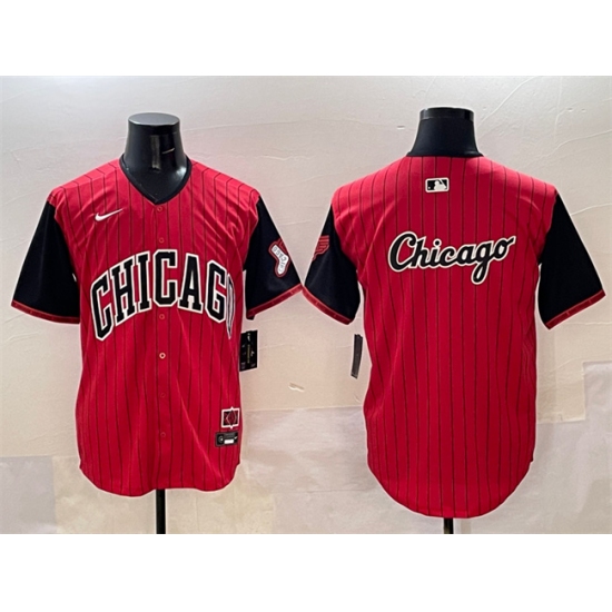 Mens Chicago White Sox Team Big Logo Red Black 2025 City Connect Limited Stitched Baseball Jersey - Ujersey