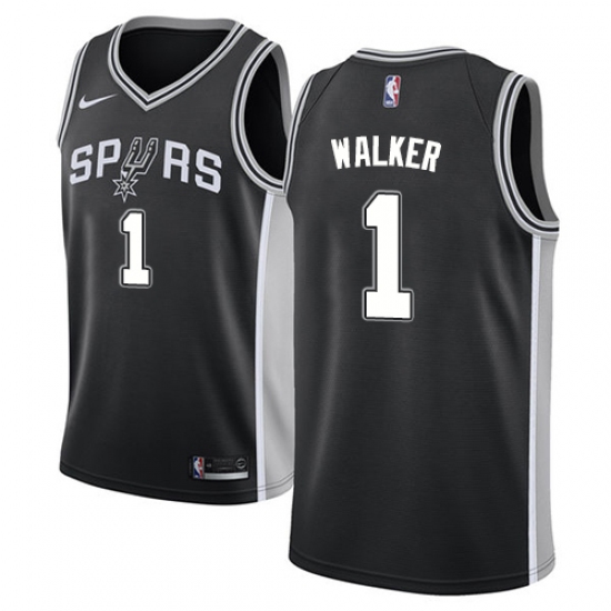 Men's Nike San Antonio Spurs #1 Lonnie Walker Swingman Black NBA Jersey - Icon Edition - Ujersey