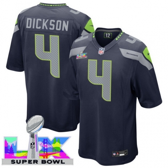 Men's Seattle Seahawks #4 Michael Dickson Blue 2025 2026 Super Bowl LX F U S E Stitched Jersey - Ujersey