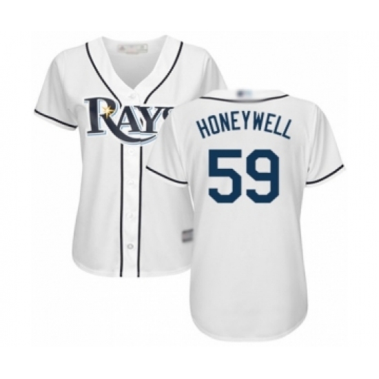 Women's Tampa Bay Rays #59 Brent Honeywell Authentic White Home Cool Base Baseball Player Jersey - Ujersey