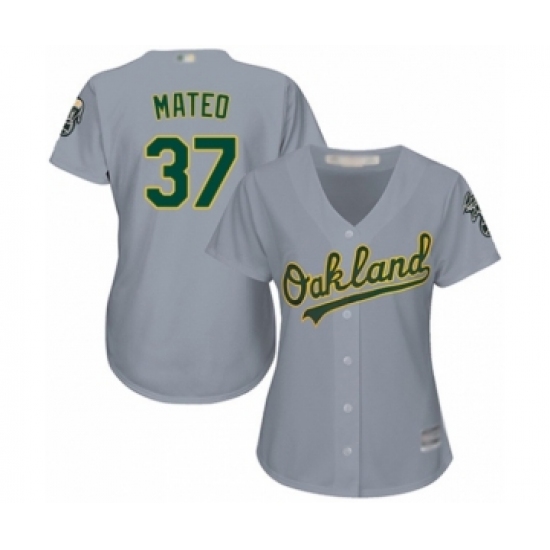 Women's Oakland Athletics #37 Jorge Mateo Authentic Grey Road Cool Base Baseball Player Jersey - Ujersey