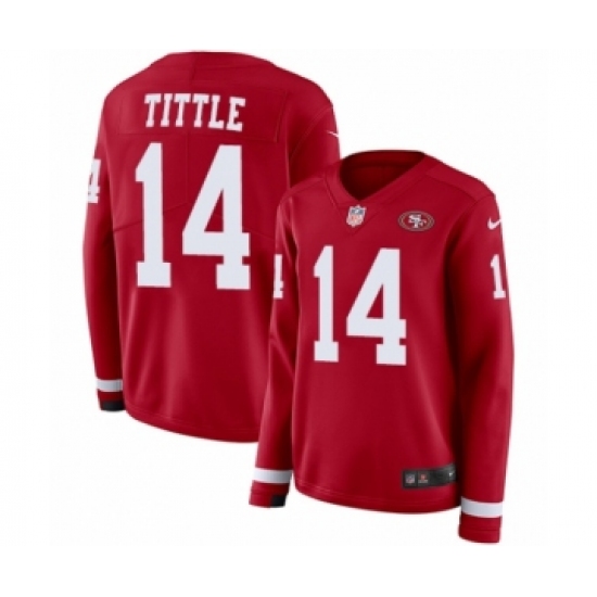 Women's Nike San Francisco 49ers #14 Y.A. Tittle Limited Red Therma Long Sleeve NFL Jersey - Ujersey