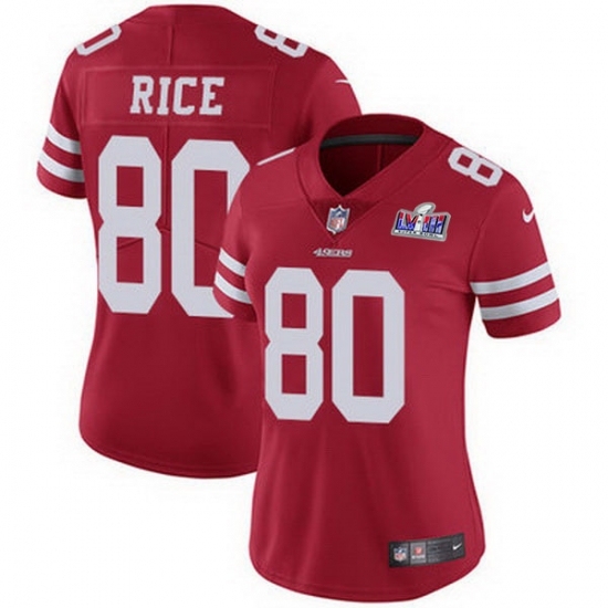 Women's San Francisco 49ers #80 Jerry Rice Red 2023 F U S E Vapor Untouchable Limited Stitched 2024 Super Bowl LVIII Jersey - Ujersey