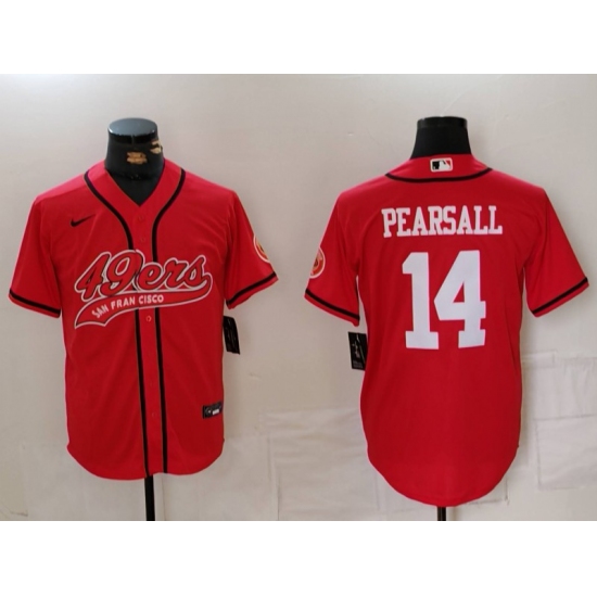 Men's San Francisco 49ers #14 Ricky Pearsall Red With Cool Base Stitched Baseball Jersey - Ujersey