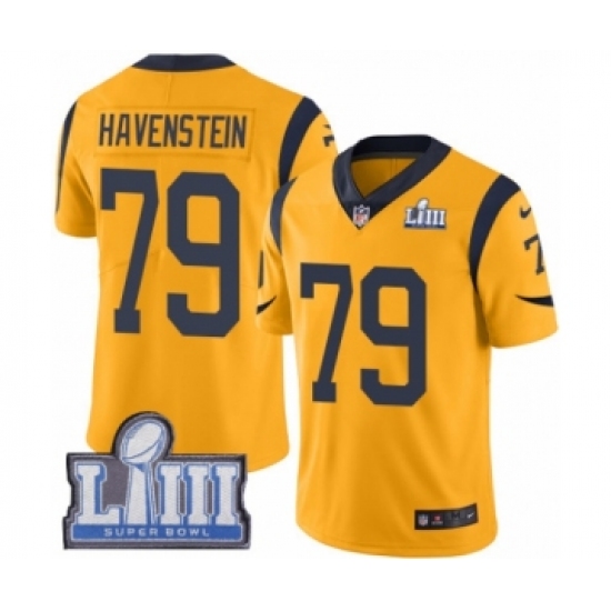 Youth Nike Los Angeles Rams #79 Rob Havenstein Limited Gold Rush Vapor Untouchable Super Bowl LIII Bound NFL Jersey - Ujersey