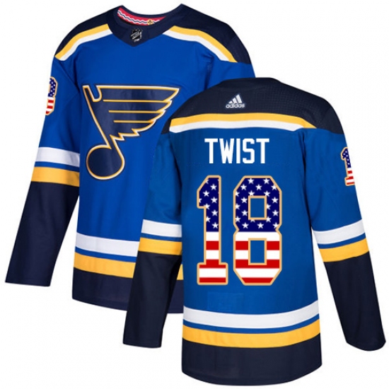 Men's Adidas St. Louis Blues #18 Tony Twist Authentic Blue USA Flag Fashion NHL Jersey - Ujersey